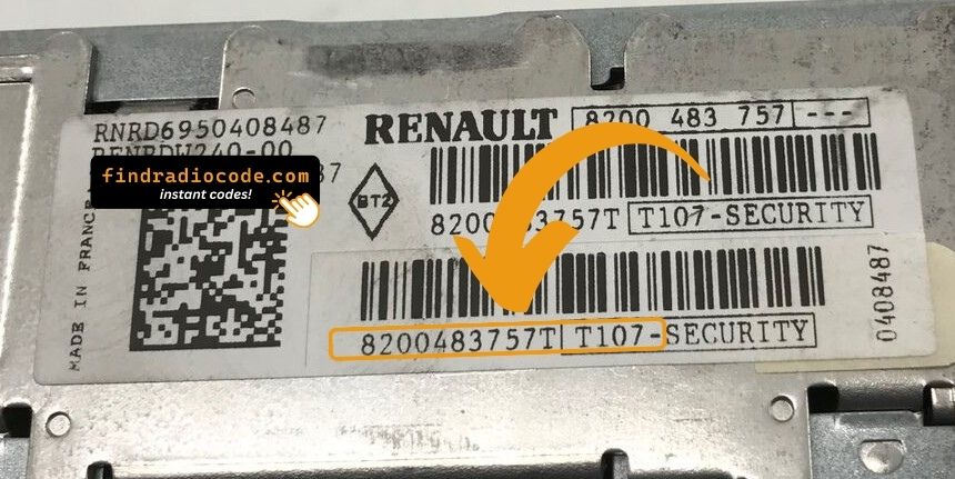 Dacia radio serial number 8200 label